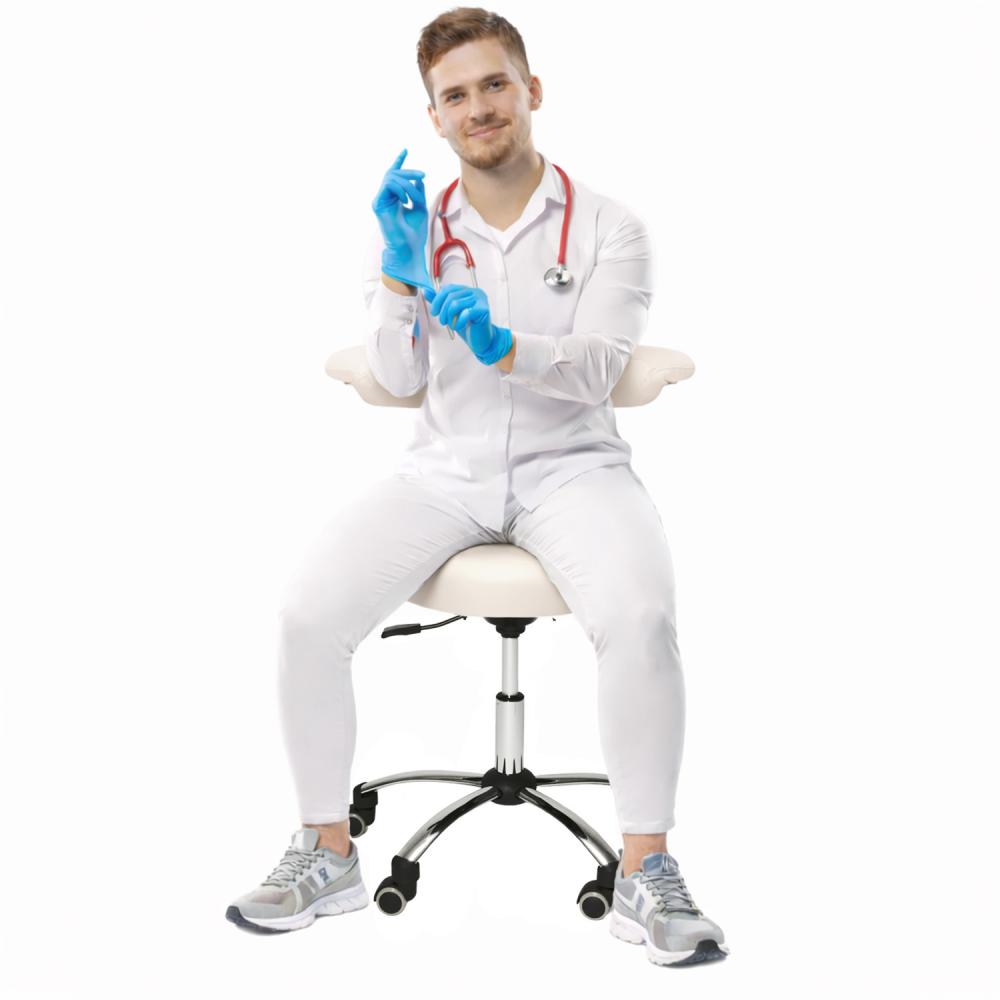 TEQLER | Multifunktions-Rollhocker mit Rückenlehne weiß (T170744)