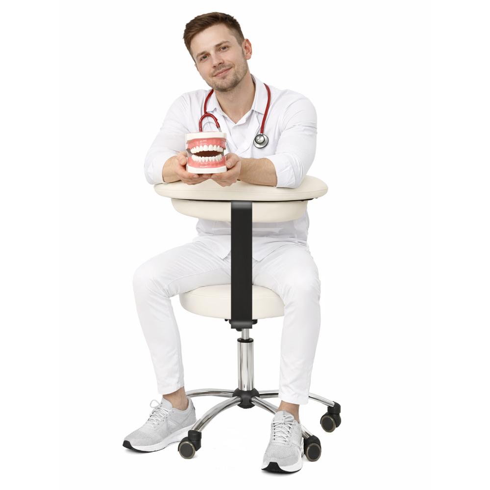 TEQLER | Multifunktions-Rollhocker mit Rückenlehne weiß (T170744)