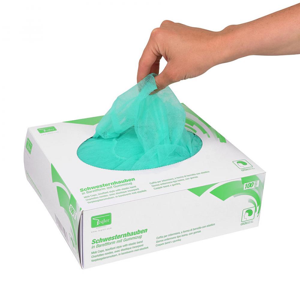 TEQLER | Schwesternhauben Barettfrom TEQLER, Surgical, T329501GN, OP-Hauben, Einweghauben, Schwesterhauben, Barettform, grün (T329501grün)