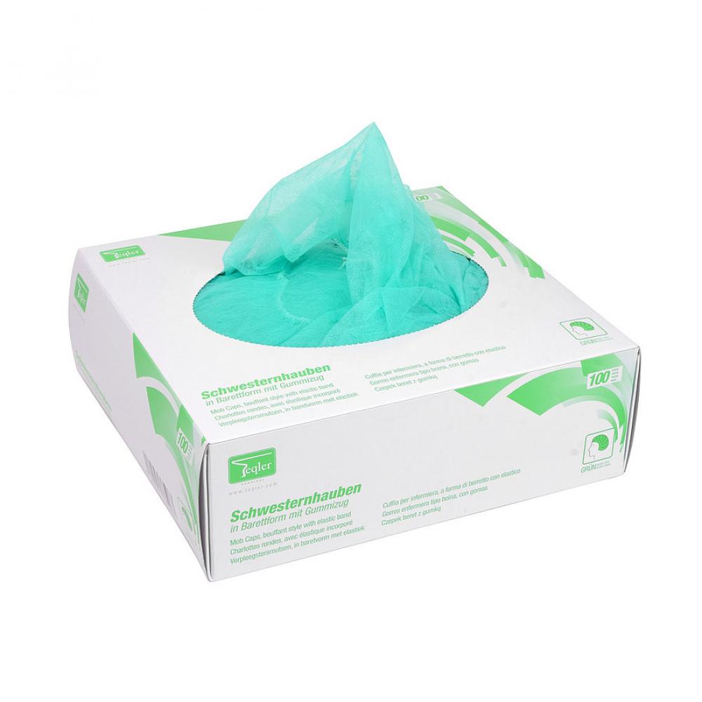 TEQLER | Schwesternhauben Barettfrom TEQLER, Surgical, T329501GN, OP-Hauben, Einweghauben, Schwesterhauben, Barettform, grün (T329501grün)