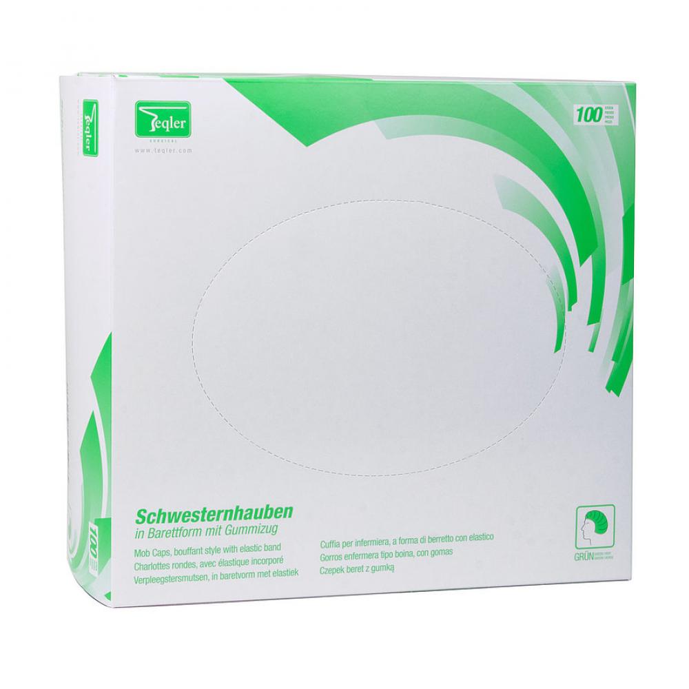 TEQLER | Schwesternhauben Barettfrom TEQLER, Surgical, T329501GN, OP-Hauben, Einweghauben, Schwesterhauben, Barettform, grün (T329501grün)