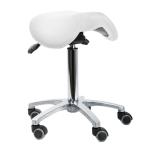 TEQLER Drehhocker mit kippbarem Sattelsitz (weiß)